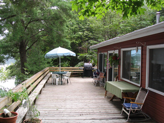 The spacious deck accommodates everyone
